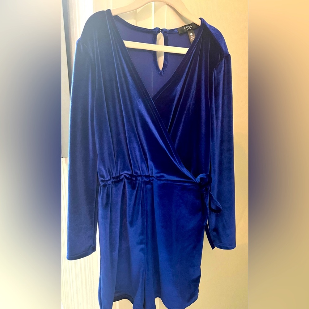 AQUA Girls -Velvet Romper Long Sleeve